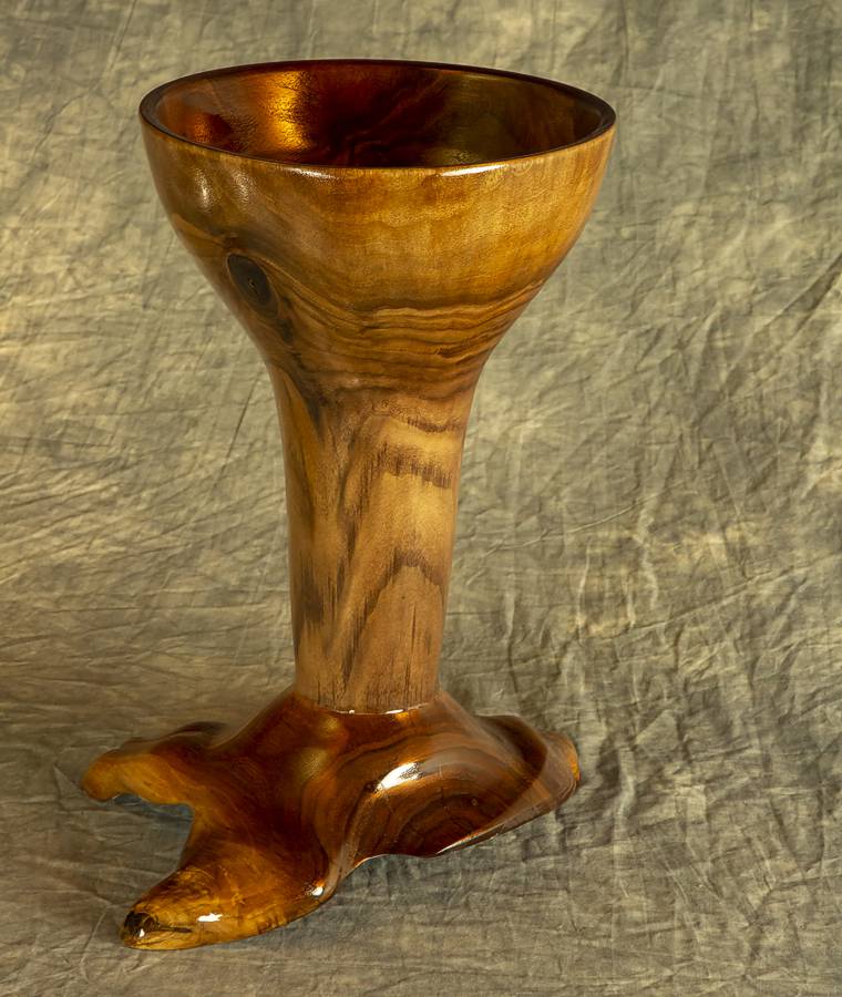 Walnut Carved Footed Vase