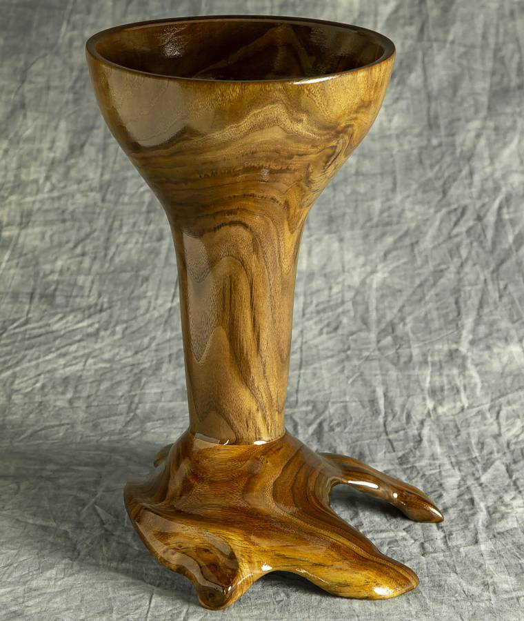 Footed Walnut Vase